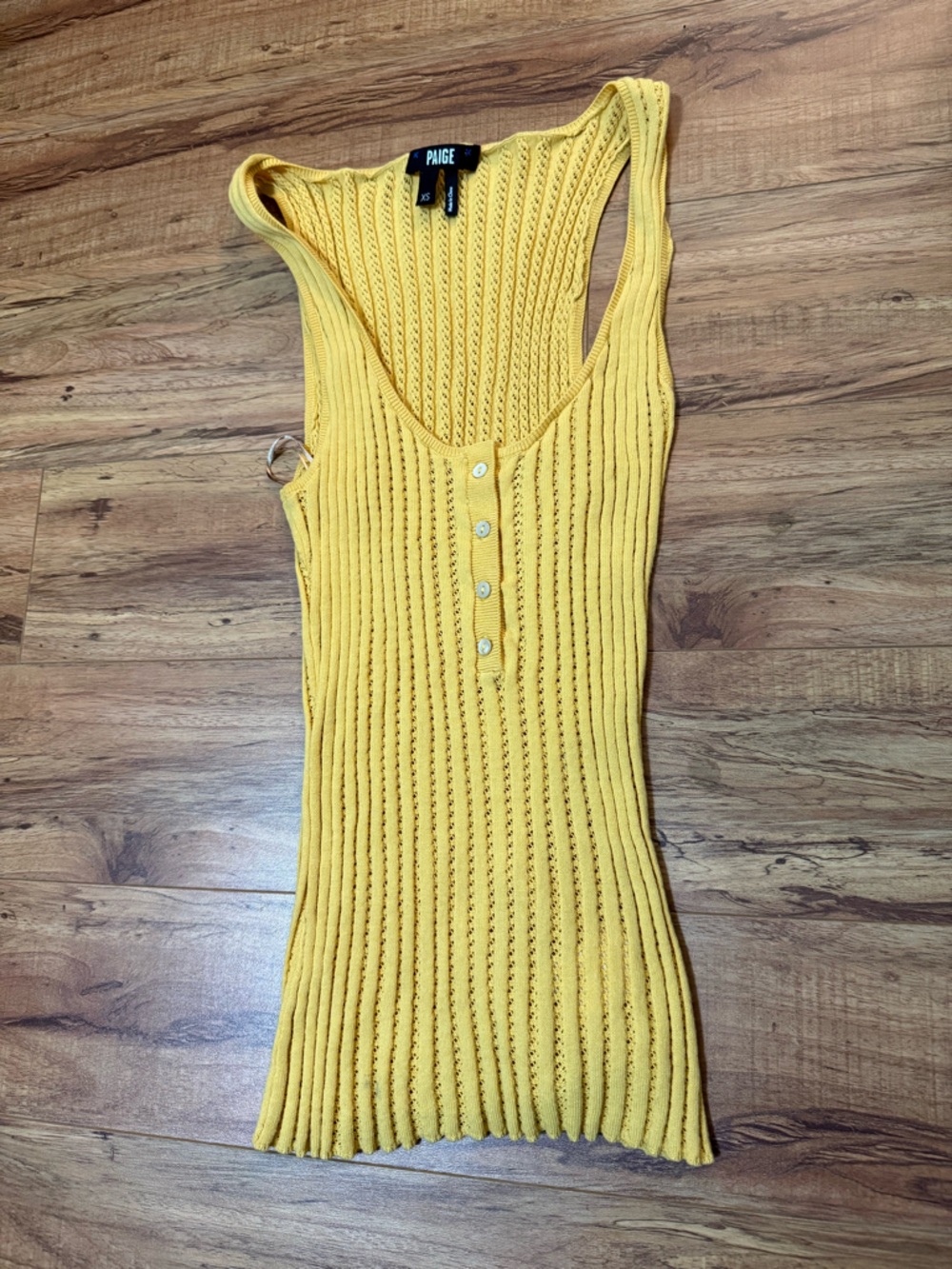 PAIGE Mustard Ribbed Button-Front Tank T46